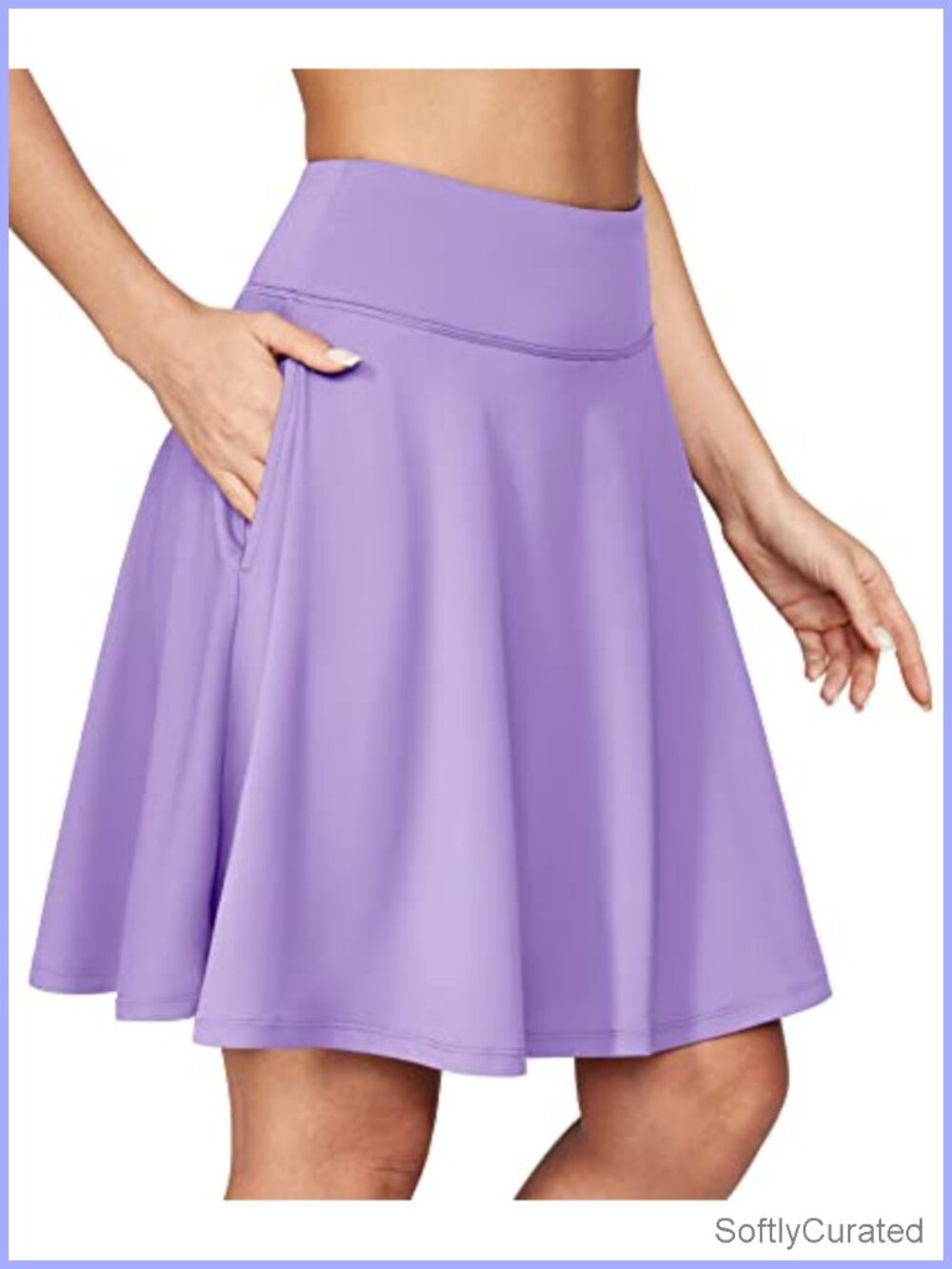 Women's Knee-Length Skort with Pockets, Built-In Shorts, High Waist